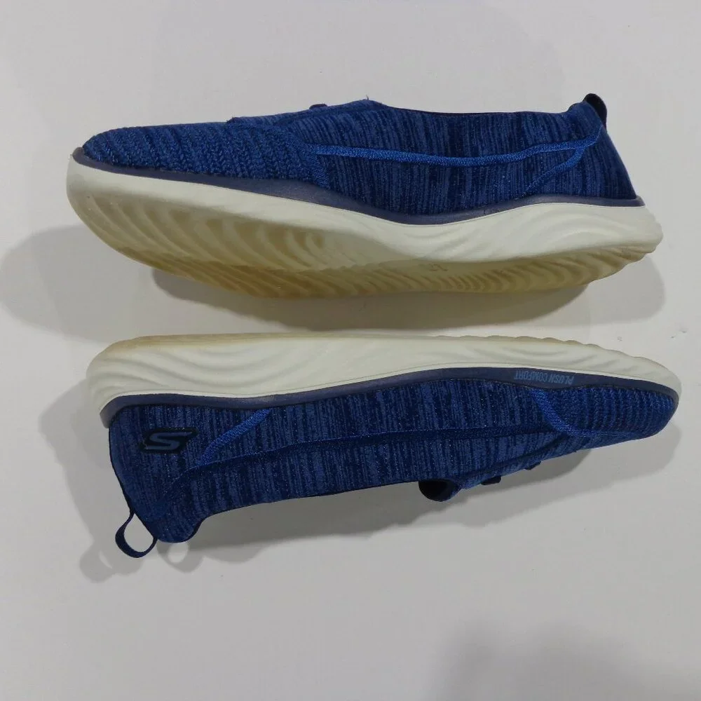 Skechers On-the-GO‎ Plush Comfort Women's Vegan Knit Skimmers Ideal Navy Sz 10